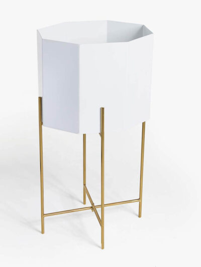 White Ceramic Pot with Stand